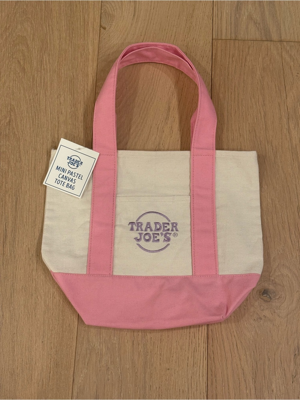 Trader Joe’s Mini Canvas Tote in Pink/Lavender